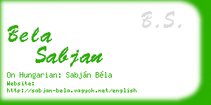 bela sabjan business card